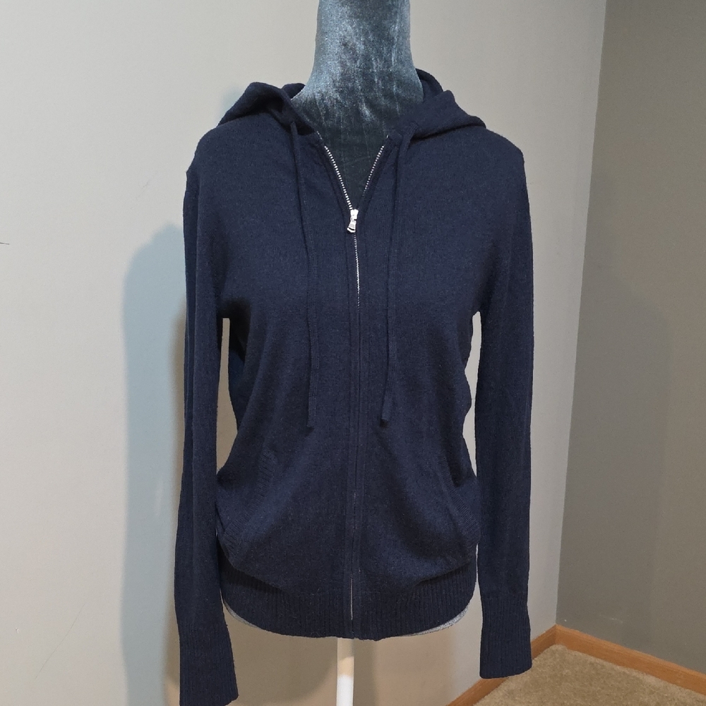 GAP Dark Blue Women's Wool Blend Sweater Zip Up Hoodie